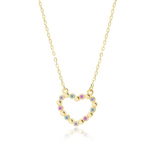 Colier argint placat cu aur galben cu inima si pietre multicolore DiAmanti Z1812NG_MU-DIA (Argint 925‰ 2 g.)